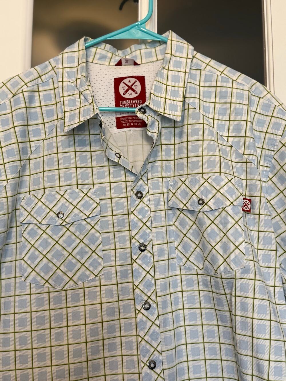 Tumbleweed Textyles Pioneer Collection Western Snap Shirt XL Blue Plaid